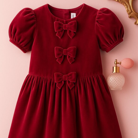Adorable Janie and Jack deep red velvet dress — size 12 - Picture 1 of 8